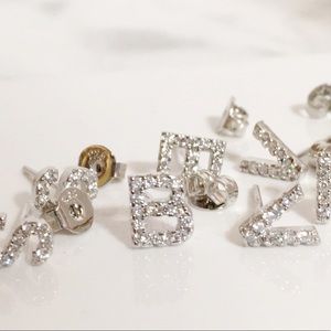 Sterling Silver 925 Letter Earring A C G J K M O X